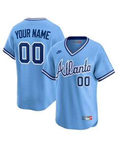 Men's Atlanta Braves Nike Light Blue Throwback Cooperstown Collection Limited Custom Jersey