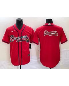 Men's Atlanta Braves Red Team Big Logo Cool Base Stitched Baseball Jersey