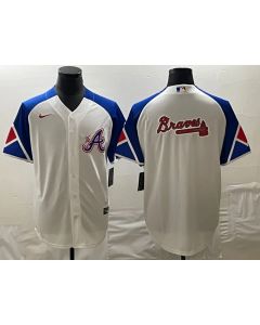 Men's Atlanta Braves White 2023 City Connect Team Big Logo Cool Base Stitched Baseball Jersey