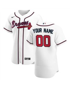 Men's Atlanta Braves White Customized Stitched MLB Jersey
