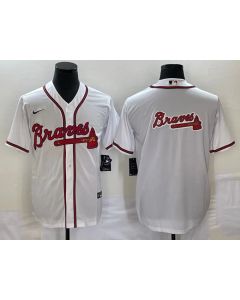 Men's Atlanta Braves White Team Big Logo Cool Base Stitched Baseball Jersey