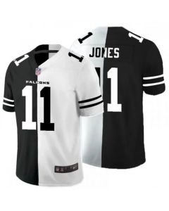 Men's Atlanta Falcons #11 Julio Jones Black And White Split Limited Stitched Jersey