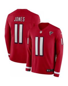 Men's Atlanta Falcons #11 Julio Jones Red Therma Long Sleeve Stitched NFL Jersey