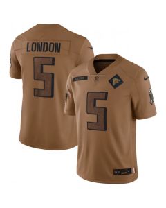 Men's Atlanta Falcons #5 Drake London 2023 Brown Salute To Service Limited Stitched Football Jersey