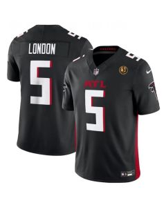 Men's Atlanta Falcons #5 Drake London Black 2023 F.U.S.E. With John Madden Patch Vapor Limited Stitched Football Jersey