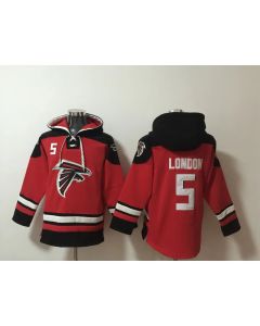 Men's Atlanta Falcons #5 Drake London Red Ageless Must-Have Lace-Up Pullover Hoodie (Red)