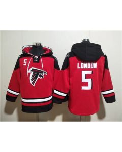 Men's Atlanta Falcons #5 Drake London Red Ageless Must-Have Lace-Up Pullover Hoodie