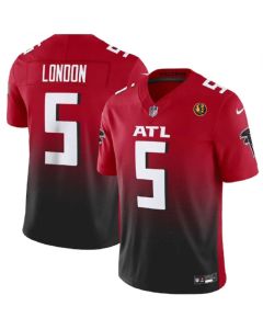 Men's Atlanta Falcons #5 Drake London Red/Black 2023 F.U.S.E. With John Madden Patch Vapor Limited Stitched Football Jersey