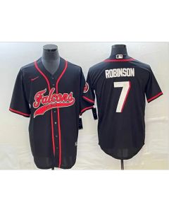 Men's Atlanta Falcons #7 Bijan Robinson Black With Patch Cool Base Stitched Baseball Jersey