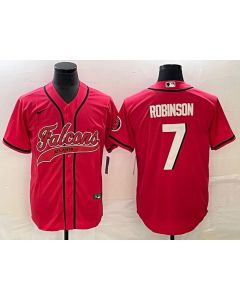 Men's Atlanta Falcons #7 Bijan Robinson Red With Patch Cool Base Stitched Baseball Jersey