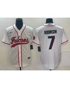 Men's Atlanta Falcons #7 Bijan Robinson White With Patch Cool Base Stitched Baseball Jersey