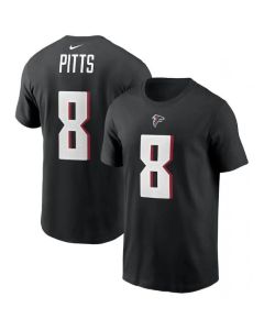 Men's Atlanta Falcons #8 Kyle Pitts 2021 Black NFL Draft First Round Pick Player Name & Number T-Shirt