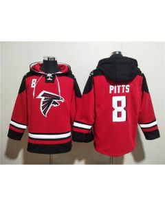 Men's Atlanta Falcons #8 Kyle Pitts Red Ageless Must-Have Lace-Up Pullover Hoodie (Red)