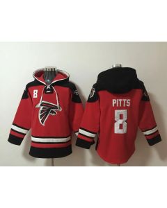 Men's Atlanta Falcons #8 Kyle Pitts Red Ageless Must-Have Lace-Up Pullover Hoodie