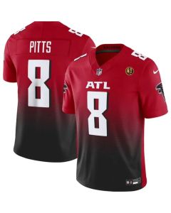 Men's Atlanta Falcons #8 Kyle Pitts Red/Black 2023 F.U.S.E. With John Madden Patch Vapor Limited Stitched Football Jersey