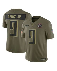 Men's Atlanta Falcons #9 Michael Penix Jr. Olive 2025 Salute to Service Limited Jersey (Olive)