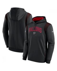Men's Atlanta Falcons Black Sideline Stack Performance Pullover Hoodie 001