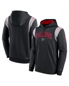 Men's Atlanta Falcons Black Sideline Stack Performance Pullover Hoodie 002