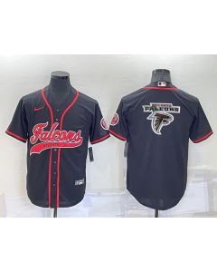 Men's Atlanta Falcons Black Team Big Logo With Patch Cool Base Stitched Baseball Jersey