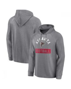 Men's Atlanta Falcons Heathered Gray No Time Off Raglan Pullover Hoodie