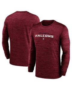 Men's Atlanta Falcons Red Sideline Team Velocity Performance Long Sleeve T-Shirt