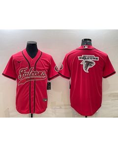Men's Atlanta Falcons Red Team Big Logo With Patch Cool Base Stitched Baseball Jersey
