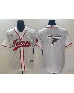 Men's Atlanta Falcons White Team Big Logo With Patch Cool Base Stitched Baseball Jersey