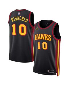 Men's Atlanta Hawks #10 Zaccharie Risacher Black 2024 Draft Statement Edition Stitched Jersey