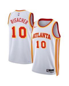 Men's Atlanta Hawks #10 Zaccharie Risacher White 2024 Draft Association Edition Stitched Jersey