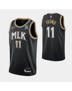 Men's Atlanta Hawks #11 Trae Young 2020/21 Black MLK City Edition With Sponsor Patch Stitched Jersey