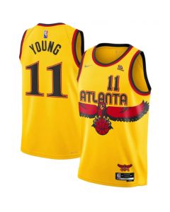 Men's Atlanta Hawks #11 Trae Young 2021/22 Yellow 75th Anniversary City Edition Stitched Jersey