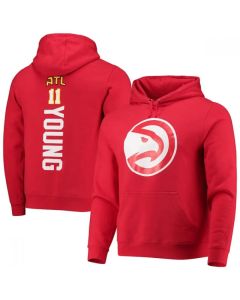 Men's Atlanta Hawks #11 Trae Young 2021 Red&White Playmaker Name & Number Pullover Hoodie