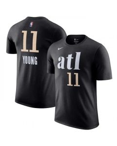Men's Atlanta Hawks #11 Trae Young Black 2023/24 City Edition Name & Number T-Shirt