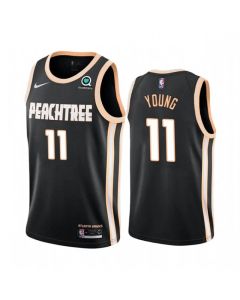 Men's Atlanta Hawks #11 Trae Young Black City Edition Stitched Jersey