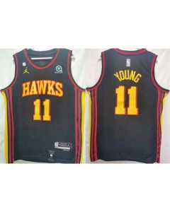 Men's Atlanta Hawks #11 Trae Young Black Stitched Jersey