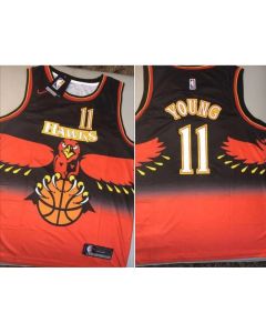 Men's Atlanta Hawks #11 Trae Young Red Throwback Stitched Jersey