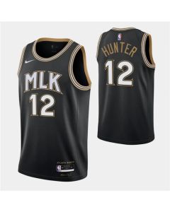 Men's Atlanta Hawks #12 De'andre Hunter 2020-21 Black City Edition Stitched Jersey