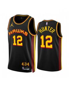Men's Atlanta Hawks #12 De'Andre Hunter 2022/23 Black Statement Edition Stitched Jersey
