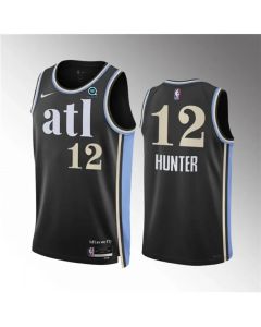 Men's Atlanta Hawks #12 De'Andre Hunter 2023/24 Black City Edition Stitched Basketball Jersey