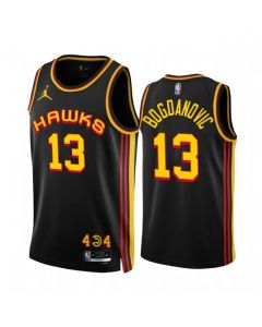 Men's Atlanta Hawks #13 Bogdan Bogdanovic 2022/23 Black Statement Edition Stitched Jersey