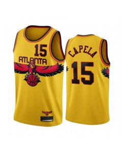 Men's Atlanta Hawks #15 Clint Capela 2021/22 Yellow City Edition Stitched Jersey