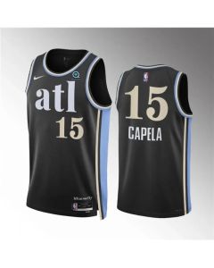 Men's Atlanta Hawks #15 Clint Capela 2023/24 Black City Edition Stitched Basketball Jersey