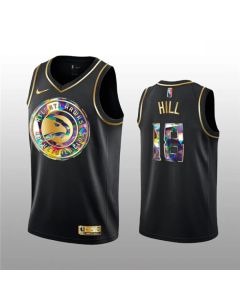 Men's Atlanta Hawks #18 Solomon Hill 2021/22 Black Golden Edition 75th Anniversary Diamond Logo Stitched Basketball Jersey