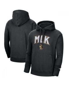 Men's Atlanta Hawks 2021 Black City Edition Essential Logo Fleece Pullover Hoodie