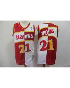 Men's Atlanta Hawks #21 Dominique Wilkins Red White 1987/88 Hardwood Classics Stitched NBA Jersey