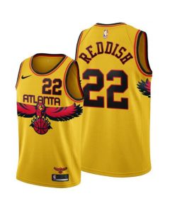 Men's Atlanta Hawks #22 Cam Reddish 2021/22 Yellow City Edition Stitched Jersey