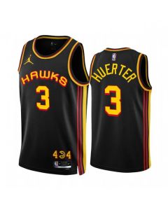 Men's Atlanta Hawks #3 Kevin Huerter 2022/23 Black Statement Edition Stitched Jersey
