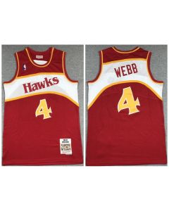 Men's Atlanta Hawks #4 Spud Webb Red 1986-87 Throwback Stitched Jersey