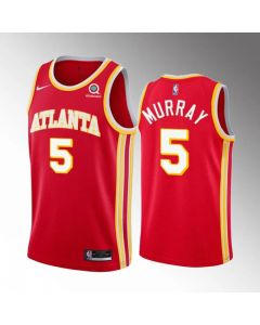 Men's Atlanta Hawks #5 Dejounte Murray Red Stitched Jersey