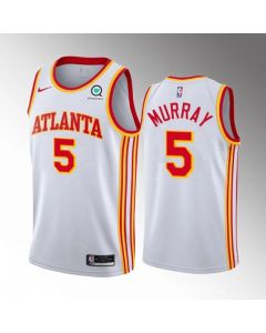 Men's Atlanta Hawks #5 Dejounte Murray White Stitched Jersey
